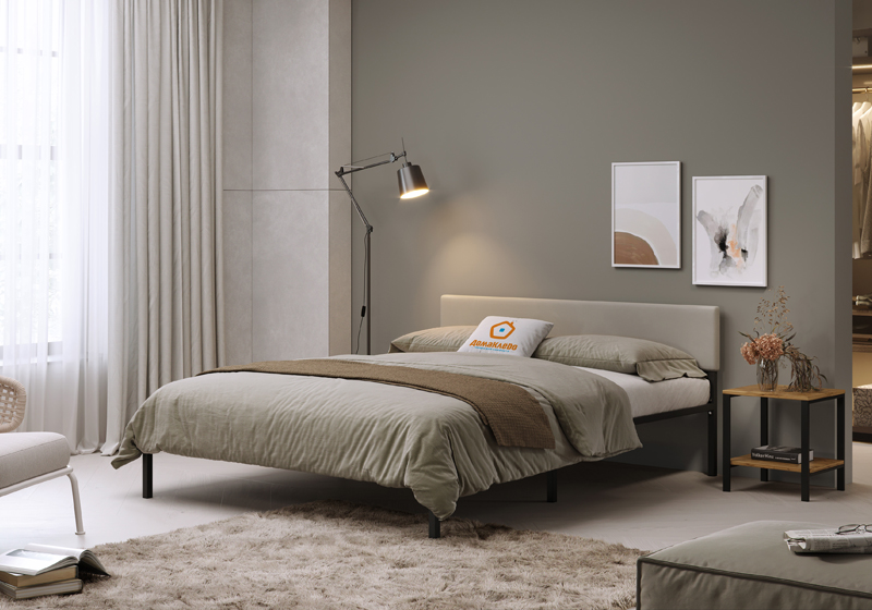 Кровать ДМК Лофт КОМПАКТ с мягкой спинкой