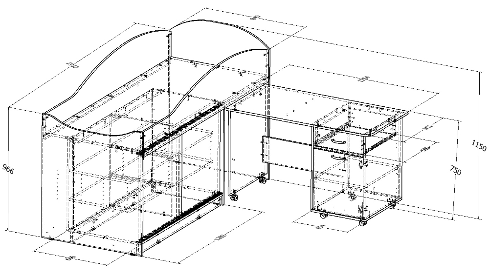 Кровать-чердак Формула мебели Дюймовочка-3