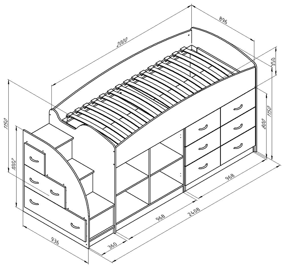 Кровать-чердак Формула мебели Дюймовочка-4/1