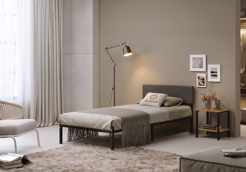 Кровать ДМК Лофт КОМПАКТ с мягкой спинкой